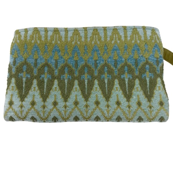 Geometric Green Blue Wristlet Clutch Bag Purse Zipper Spring Boutique Krista Håg - Picture 3 of 6